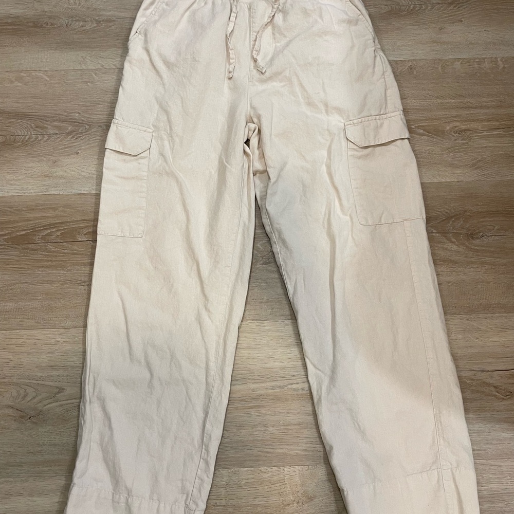 Pact women’s beige linen cotton pants